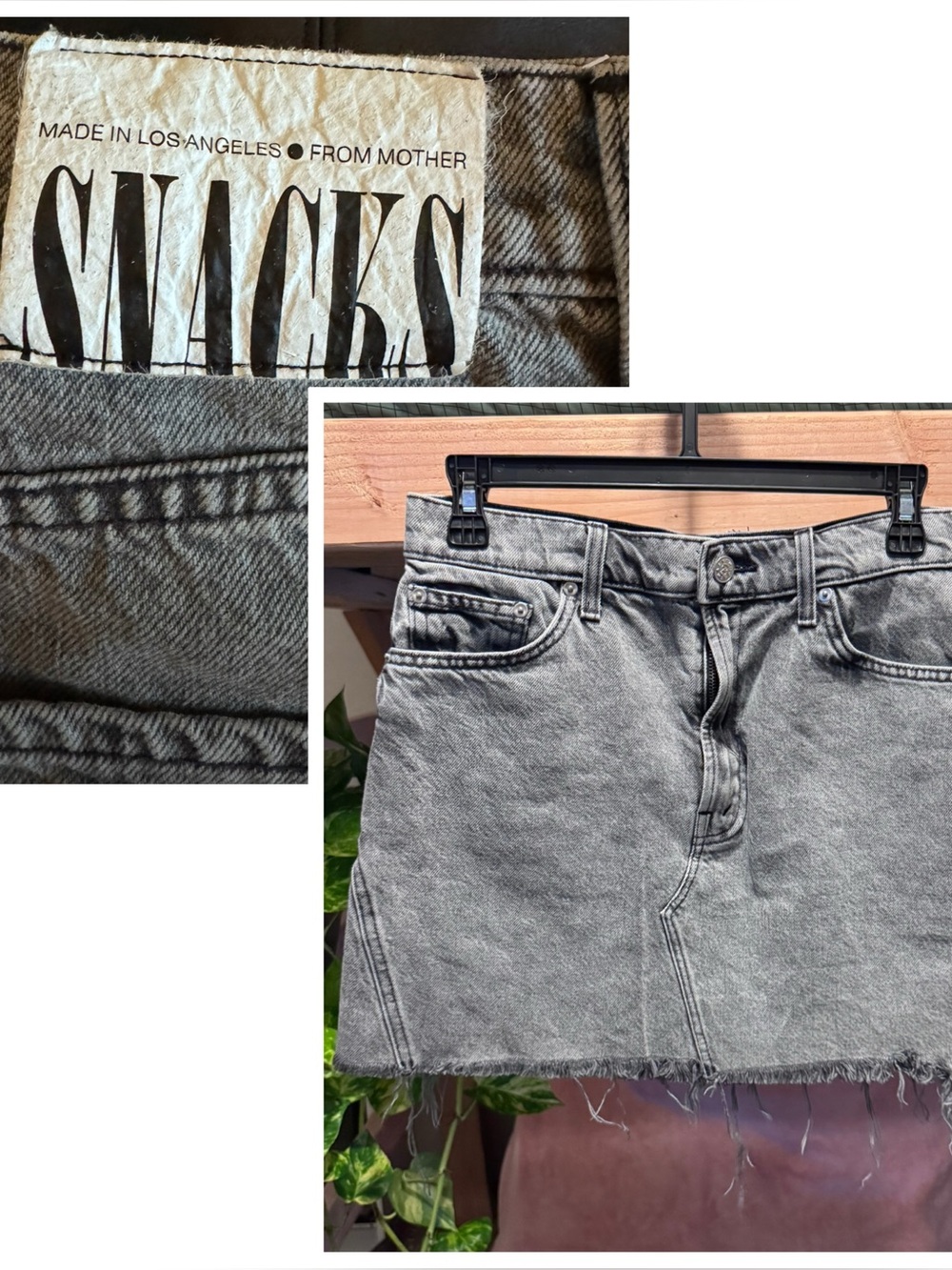 MOTHER Denim SNACKS! High Waisted Wedge Micro Skirt One Bite Per Night